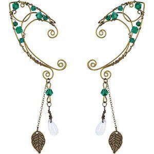 Fairy Elf Ear Cuffs Handmade Bronze Vintage Drop Dangle Wrap Costume Jewelry